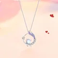 Elegante zilveren zeemeerminstaart hanger met een iriserende blauwe edelsteen - Rimpeling Visstaart / Eenvoudige Verpakking
