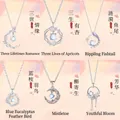 Set of six silver-toned necklaces with elegant moonstone-style pendants - 6-Piece Set / Set of 6