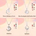 Set of 4 elegant moonstone necklaces in silver finish with celestial leaf motifs - 4-Piece Set 1 / Set of 4