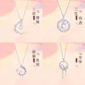 Elegant moonstone pendant necklaces with silver-plated clavicle chains - 4-Piece Set 3 / Set of 4