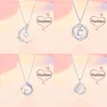 Set of four elegant silver necklaces featuring faux moonstone pendants in unique designs - 4-Piece Set 4 / Set of 4