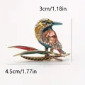 Colorful enamel bird brooch with rhinestones, sized 3x4.5cm for elegant apparel decoration - Painted Kingfisher Style (Q8-5-7509)