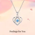 Elegante luxe hartvormige zilveren ketting met een levendige blauwe stenen hanger - Geschenkdoos / Hartslag Blauwe Stijl