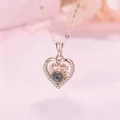 Rose gold heart projection necklace with reindeer antler design and crystal stones - Heart Antlers (Gift Box)