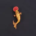 Elegant goldfish koi brooch with vibrant yellow and red rhinestones on black fabric - Golden Yellow Full Rhinestone (Q8-3-7471)