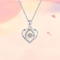 Elegante zilveren hart hanger met dansende steen en sprankelende kristallen accenten - Geschenkdoos / Hartslag Witte Stijl