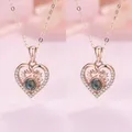 Elegant rose gold heart projection necklace featuring 100 languages I love you text - Heart Antlers + Heart Antlers (Gift Box)