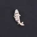 Elegant rose gold koi fish brooch encrusted with sparkling clear rhinestones for women - Rose Gold White Rhinestone Fish (B3-3-5931)