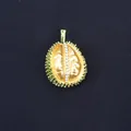 Creative durian fruit brooch pin featuring green enamel and sparkling rhinestones. - Green Gold (Durian Shape)