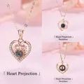 Elegante hartvormige projectiehalsketting in roségoud met Ik hou van jou in 100 talen - Hart gewei + Hart werveling + Eenvoudig hart / Eenvoudige Verpakking