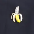 Creative banana shape brooch pin with sparkling rhinestones and yellow enamel finish - Yellow White (Banana Shape)