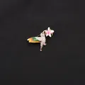 Elegante kolibrie broche met fonkelende strass en een roze emaille bloem detail - Bloemen Kolibri Emaille