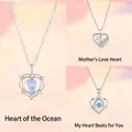 Elegante zilveren hartvormige hangerserie met diverse kristallen steenstijlen - Geschenkdoos / Oceaan Hart Moederliefde en Blauw Hart Set