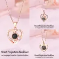 Rose gold heart-shaped projection necklace with 100 languages I love you, dainty gift - Heart Swirl + Heart Antler + Simple Heart / 3 Pieces (Gift Box) / Rose Gold