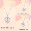Elegante zilverkleurige hartvormige kettingcollectie met diverse hangerontwerpen - Geschenkdoos / Oceaan Hart Moederliefde en Wit Hart Set