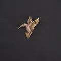 Elegante goudkleurige kolibrie broche met fonkelende oranje strass steentjes voor kleding - Champagne Strass Antiekgouden Basis