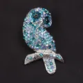 Elegante vintage uil broche met sprankelende blauwe en groenblauwe strass-steentjes, zilver - Donkerblauw Strass Uil (B1-4-4163)