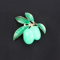 Vibrant green mango fruit brooch badge with leaf details for fashion clothing decoration - Light Green (Mango Shape)