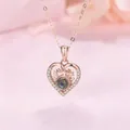 Elegante roségouden hartvormige hanger ketting met 100 talen ik hou van jou projectie - Hart Gewei Halsketting / Geschenkdoos