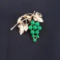 Elegant grape fruit brooch pin in gold finish with vibrant green bead embellishments - Emerald Green (Green Grapes Shape)