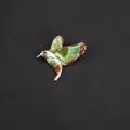 Elegante emaille kolibrie broche met groen strass-oog en levendige vleugeldetails - Groen Oranje Geel Gradiënt Emaille