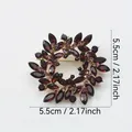 Elegant dark red crystal wreath brooch pin, 5.5cm diameter for jewelry decoration - Gold & Red Pink Wreath (C3-6-7989) / 5.5cm (2.17inch)