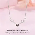 Elegant silver reindeer antler necklace with a central projection bead - Antler Style (Gift Box)