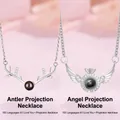 Projection necklace showing 100 languages of I love you in antler and angel wing styles - Antler and Angel Wing Style (Gift Box)