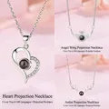 Silver projection necklace collection with heart, angel wing and deer antler designs - Heart and Antler and Angel Wing Style (Gift Box)