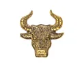 Vintage golden bull head brooch pin with detailed metallic textured surface for fashion accessory - Vintage Gold Bull Head (e0 - 2 - 6124)