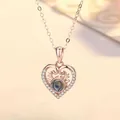 Roségouden hartvormige hanger ketting met gewei-ontwerp en 100 talen projectie steen - Gewei Hart / Eenvoudige Verpakking