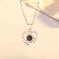 Rose gouden hart projectie ketting met Ik Hou Van Jou in 100 verschillende talen - Liefde Vortex Stijl / Eenvoudige Verpakking
