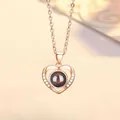 Elegante roségouden hart hanger ketting met 100 talen Ik hou van jou projectie steen - Eenvoudig Hart / Eenvoudige Verpakking