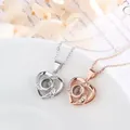 Elegant heart projection necklaces in silver and rose gold finishes for Valentine's gift - 2 Pieces/Pack (Simple Packaging) / Rose Gold And Silver