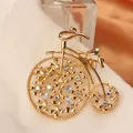 Luxe goudkleurige vintage fietsbroche met schitterende iriserende kristallen - Gouden Vintage Fietsstijl (SMT1005005925508747)
