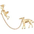 Spilla in metallo dorato stile barocco vintage con figura di donna, cane e catena di rinvio - Stile Nappina Persona Cane Vintage (Stile 17)