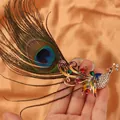 Vintage kleurrijke pauwenbroche met echte veer en kristallen - Vintage Pauwenveer Stijl (SMT1005005925508747)