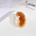 Spilla riccio creativa in smalto arancio e bianco con punte in metallo dorato gioielli - Riccio Arancione (b3-2-5921) / Bianco e Arancione