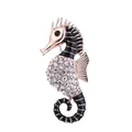 Exquisite seahorse brooch with black enamel and sparkling rhinestones in rose gold finish. - Black Gold Clear Rhinestone (d7-6-7482)