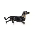 Elegante zwarte emaille teckel hond speld met sprankelend strass halsband detail - Zwart Goud Teckel