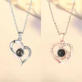 Hart-projectie halsketting '100 talen Ik hou van jou' in zilver en roségoud goud. - Puur Hart en Liefde Vortex Set
