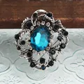 Elegante vintage kristallen broche met een grote blauwe ovale edelsteen en blauwe strass - Stijl 4 (Blauw Ovaal)