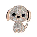 Prachtige schattige puppyhondbroche ingelegd met fonkelende kristallen in roségoud - Roségoud Witte Pave Puppy