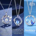 Elegante zilveren zeemeermin ketting met blauwe maansteen en fonkelende kristallen - Koi + Visstaart + Vis met Jou