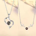 Projectiehalskettingen met hart en hertengeweien in zilver voor romantische cadeaus - Puur Hart en Hertengewei Set