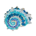 Elegante emaille schelp broche met blauwe strass-steentjes voor kleding - Meerblauwe Wulk (g9-5-1653)