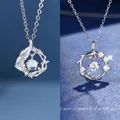 Elegante zilveren krans ketting set met blauwe maansteen en fonkelende dolfijn - Eucalyptus & Koi Set (Eenvoudige Verpakking)