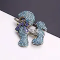 Elegante poedelbroche met schitterende blauwe steentjes voor mode-accessoires - Blauwe Strass Poedel