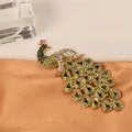 Prachtige vintage pauwbroche met groene kristallen en iriserende strass steentjes - Aurora Groen Pauw Stijl (SMT1005005925508747)