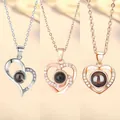 Elegante hartvormige projectiekettingen in zilver en roségoud voor een romantisch geschenk - Hart aan Hart, Liefde Vortex en Eenvoudig Hart Set